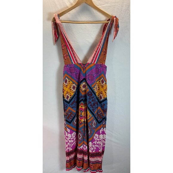 Free People Maritzah Jumpsuit Size 2 wide leg cropped BOHO Moroccan colorful - Picture 3 of 13